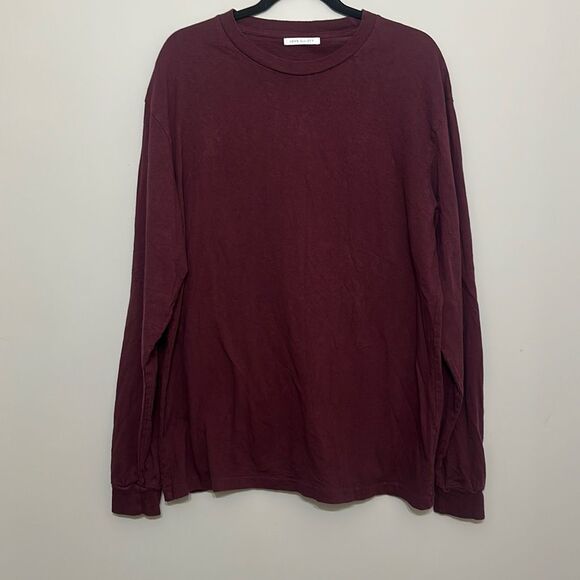 John Elliott Mens Maroon Crew Neck‎ 100% Cotton Long Sleeve T-Shirt Size XL - Picture 1 of 8